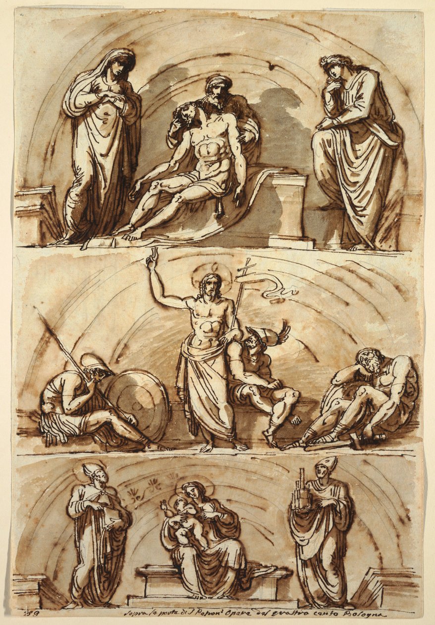Rysunek, studia według Lunettes, 1814 autorstwa Felice Giani