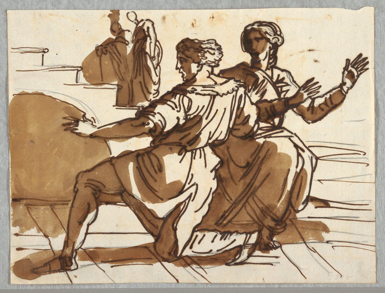 Mężczyzna i kobieta, rysunek do „Śmierci Ananiasza” według Raphaela Sanzio autorstwa Felice Giani