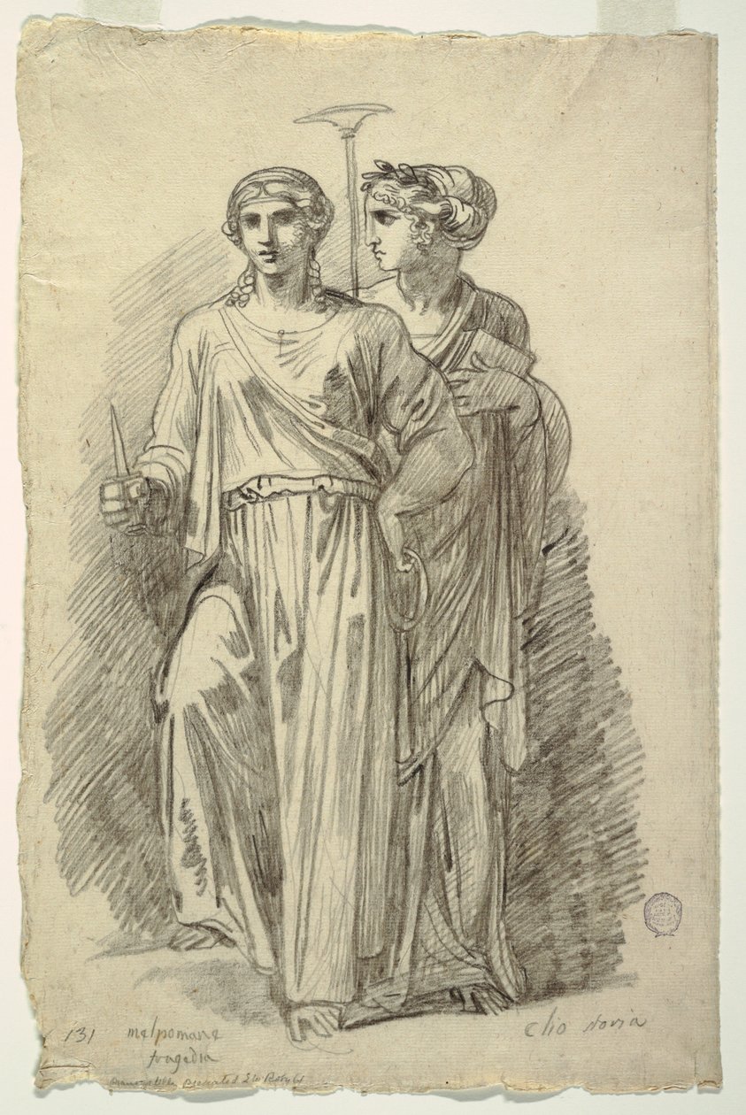 Melpomena, muza tragedii i Clio, muza historii autorstwa Felice Giani