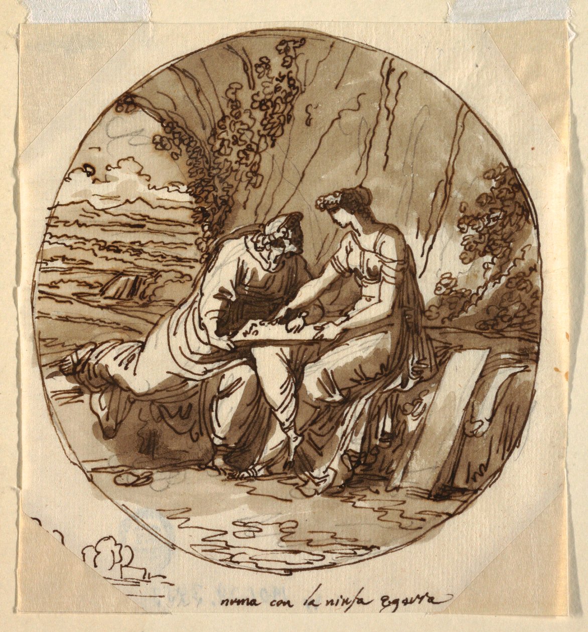Numa Pompilius i Egeria, Sala di Numa Pompilius, Palazzo Milzetti, Faenza autorstwa Felice Giani