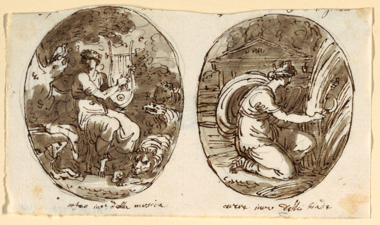 Orfeusz, Ceres, Projekt sklepienia sufitowego, Sala dei Legislatori, Palazzo Conti-Sinibaldi, Faenza autorstwa Felice Giani