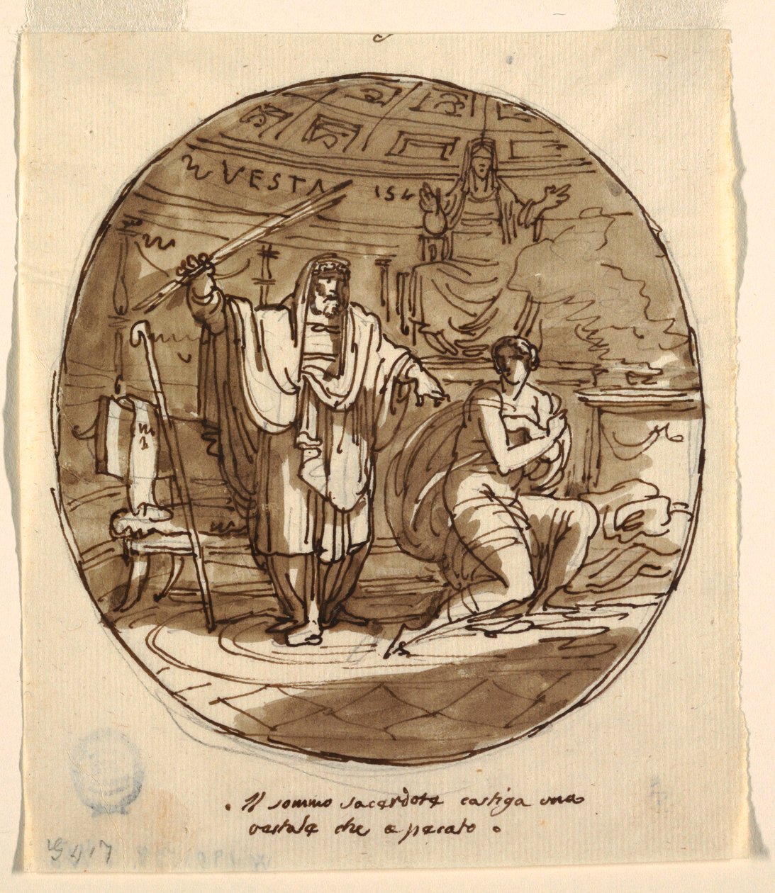 Arcykapłan karze westalkę, Sala Numa Pompilius, Palazzo Milzetti, Faenza autorstwa Felice Giani