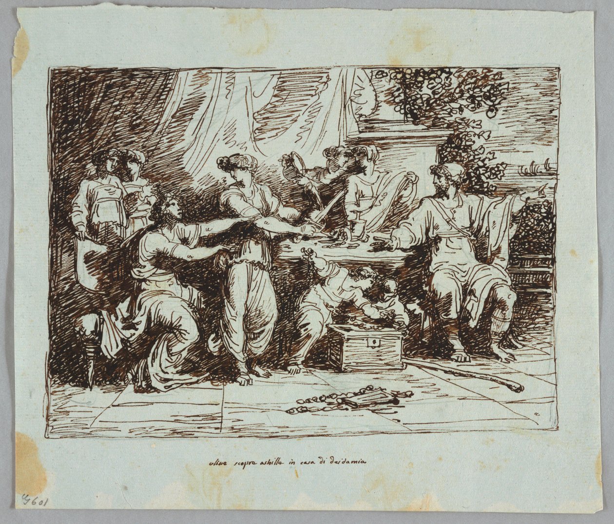 Ulisses odkrywa Achillesa w Skyros autorstwa Felice Giani