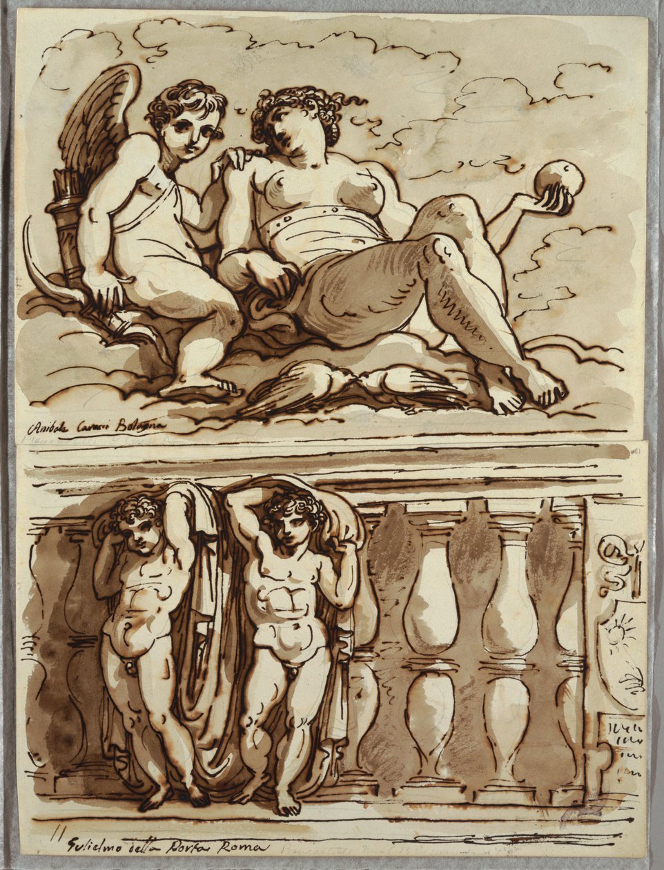 Wenus i Kupidyn, Studium według Annibale Carracci autorstwa Felice Giani