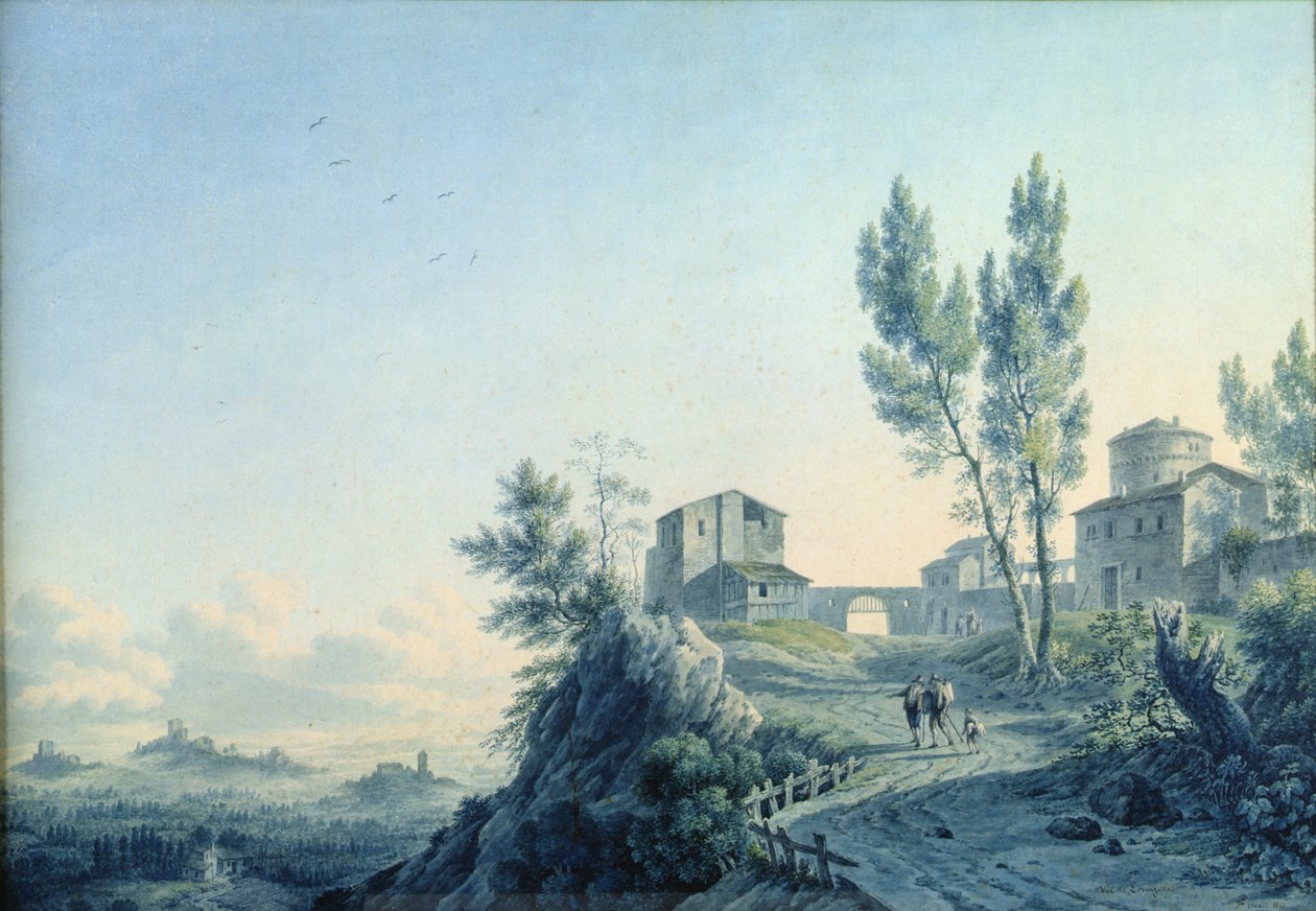 Zamek Lorenzetto, Castagneto, 1803 (wc na papierze) autorstwa Felice Marie Ferdinand Storelli