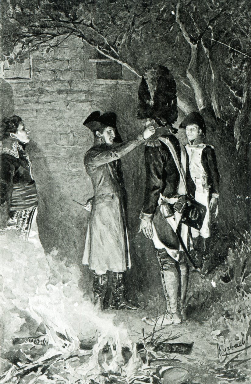 Napoleon i Coignet (typograwiura) autorstwa Felicien baron de Myrbach Rheinfeld
