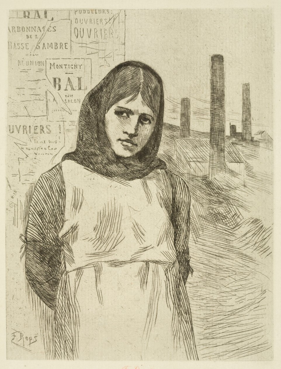 Strajk (Wypalaczka węgla drzewnego) autorstwa Félicien Rops