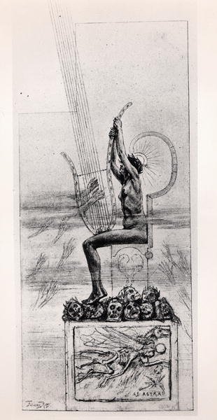 Wielka Lira, frontyspis wierszy Stephane Mallarme (1842-98) autorstwa Félicien Rops