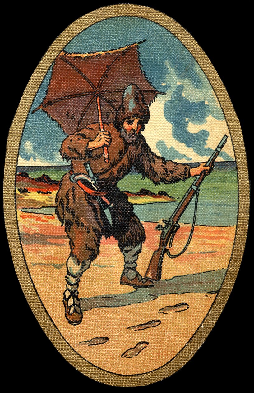 Robinson Crusoe: ilustracja Felicjana MYRBACH MYRBACH RHEINFELD (1853-1940) Za Księgę Daniela Defoe (De foe) Robinsona Crusoe. Brak daty. Około 1934 autorstwa Felicien baron de Myrbach Rheinfeld