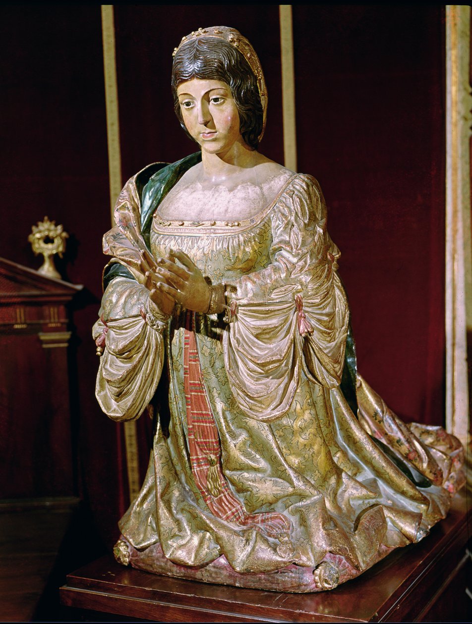 Izabela Kastylii (1451-1504) w modlitwie, 1520-22 (drewno polichromowane) autorstwa Felipe Bigarny or Vigarny