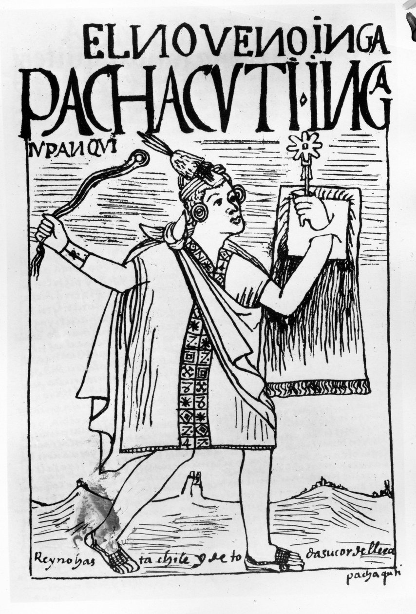 Pachacuti Inca, dziewiąty Sapa Inca autorstwa Felipe Huaman Poma de Ayala
