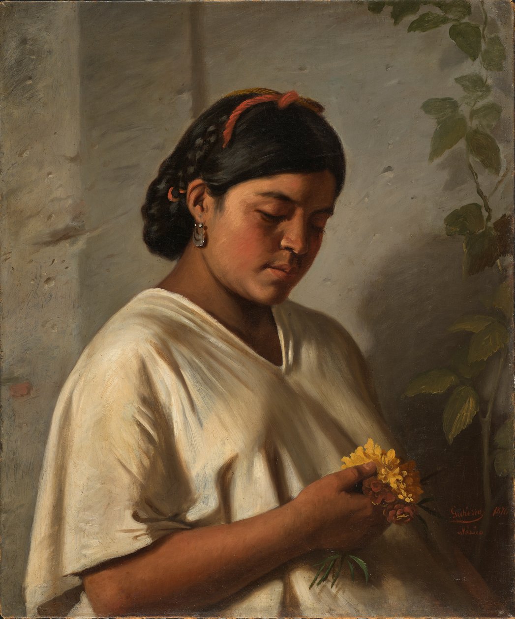 Indianka z nagietkiem, 1876 autorstwa Felipe Santiago Gutierrez