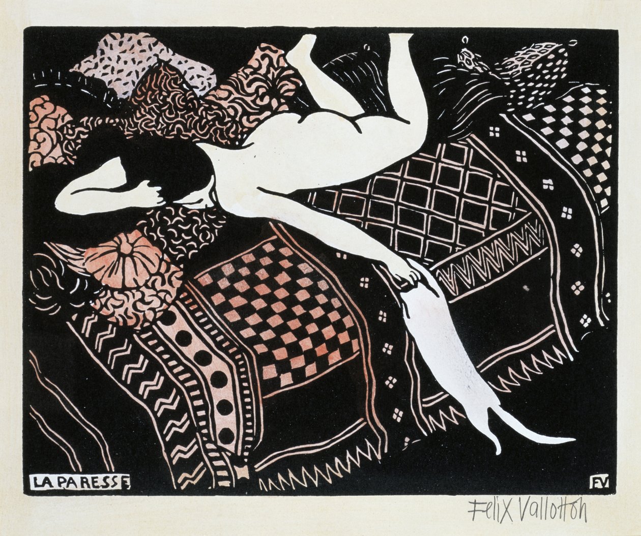 La Paresse, 1896 (drewno na papierze) autorstwa Felix Edouard Vallotton