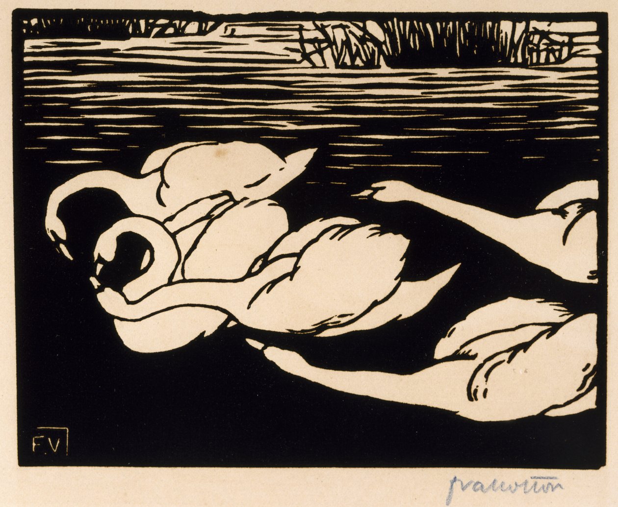 Łabędzie, 1892 autorstwa Felix Edouard Vallotton