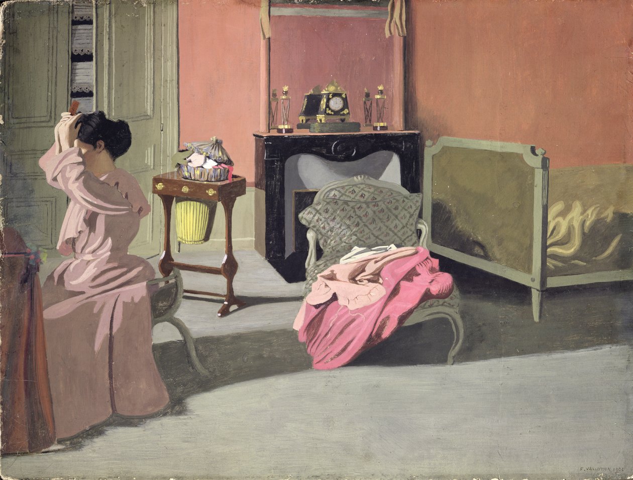 Kobieta czesująca włosy, 1900 autorstwa Felix Edouard Vallotton