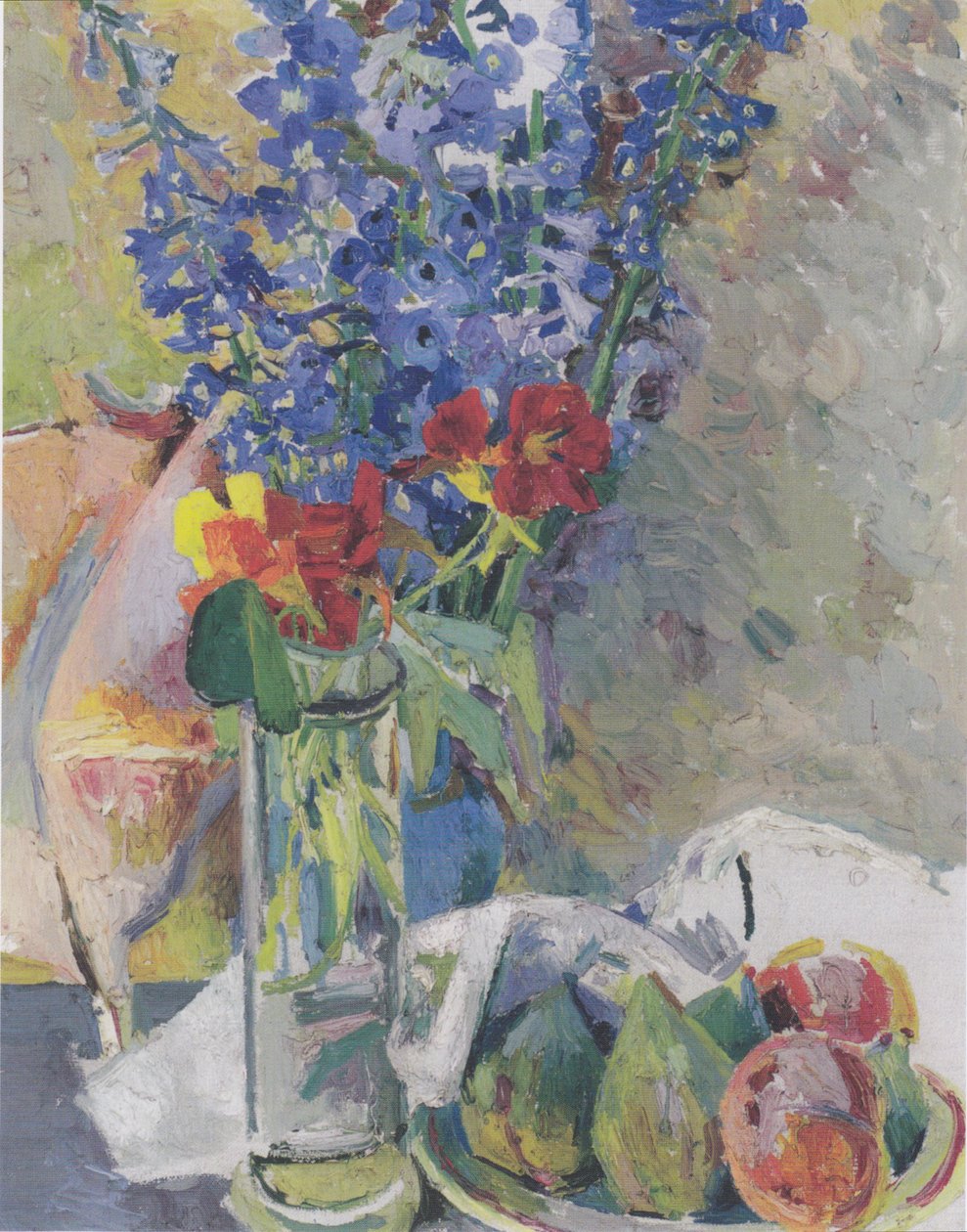 Martwa natura z Larkspur i owocami autorstwa Felix Esterl