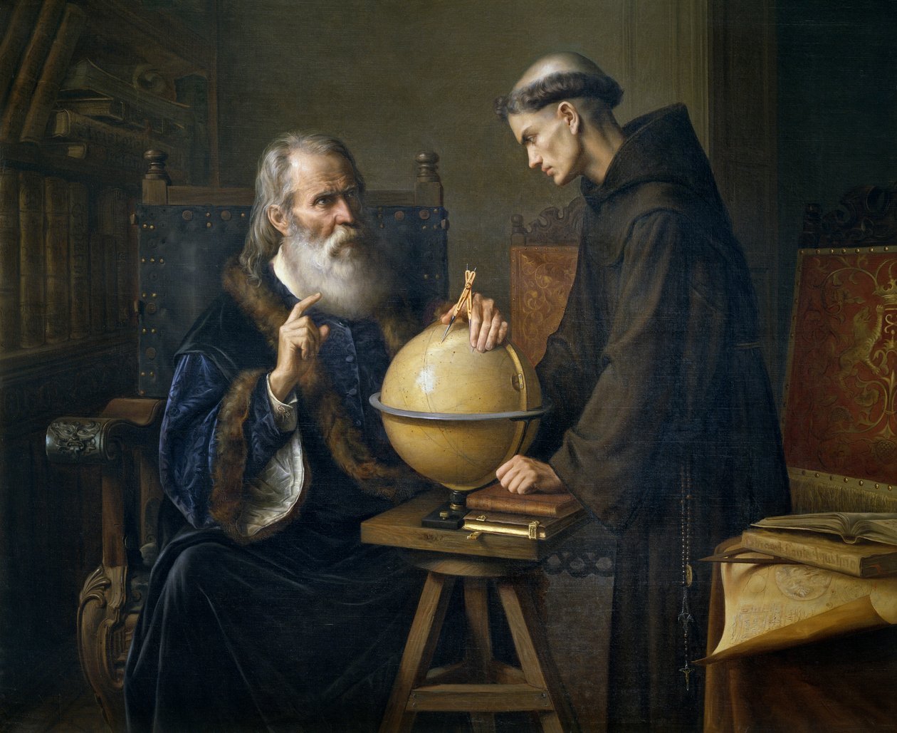 Galileo Galilei demonstruje swoje nowe teorie astronomiczne na uniwersytecie w Padwie autorstwa Félix Parra