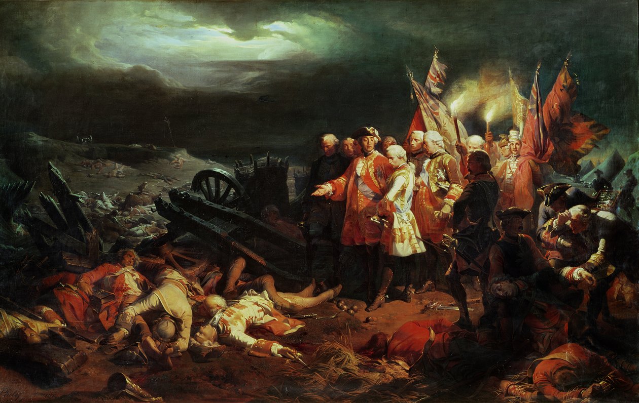 Ludwik XV (1710-1774) Wizyta na polu bitwy w Fontenoy w maju 1745 autorstwa Felix Philippoteaux