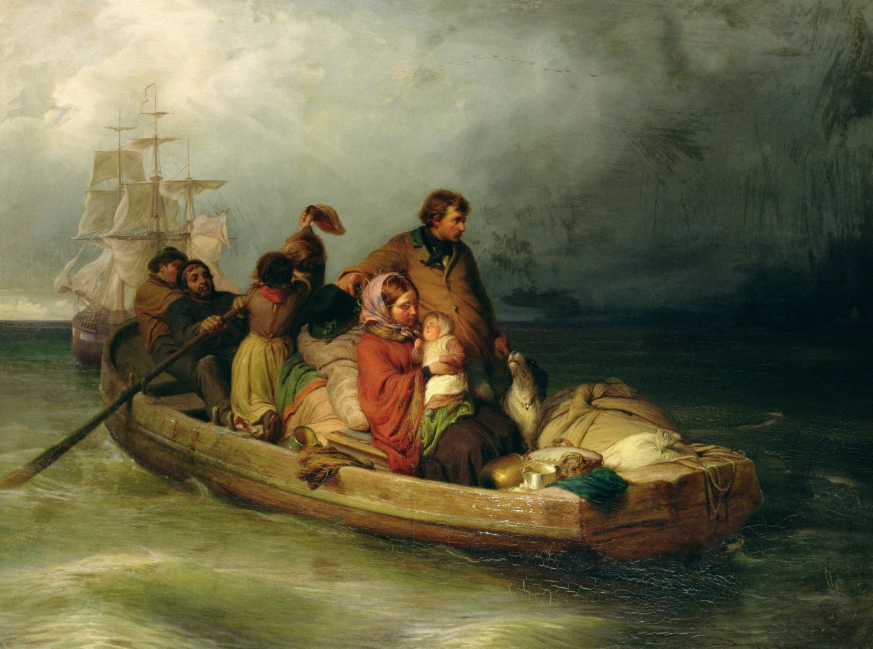 Pasażerowie emigranci na pokładzie, 1851 autorstwa Felix Schlesinger