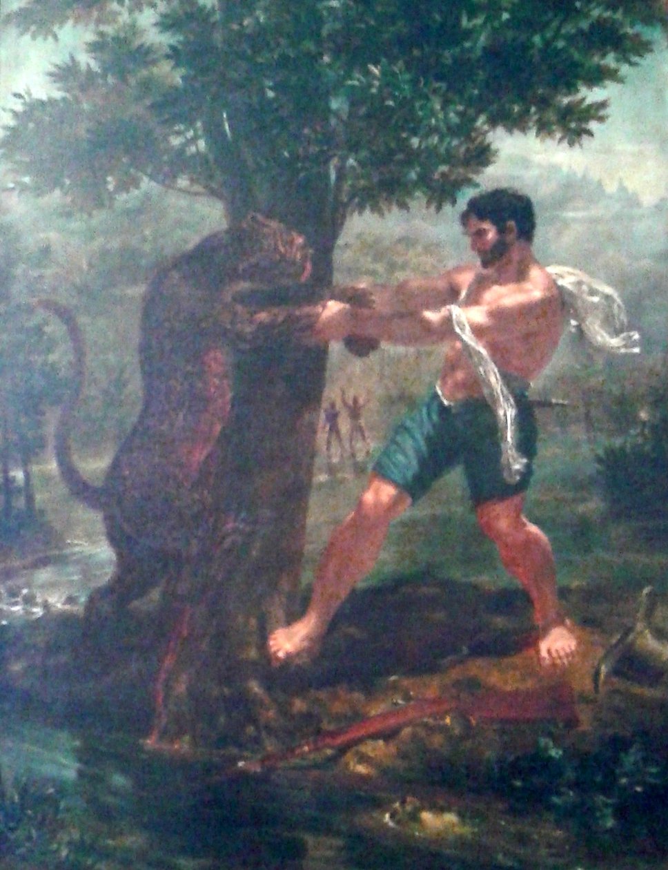 Łowca i jaguar autorstwa Felix Taunay, Baron of Taunay