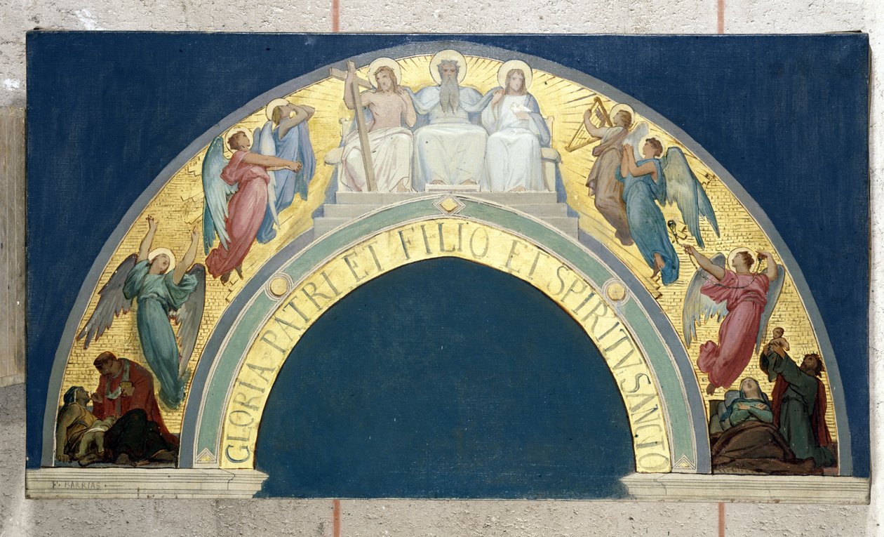 Szkic do Eglise de la Trinité: Gloryfikacja Trójcy Świętej, ok. 1864 (olej na płótnie) autorstwa Felix Joseph Barrias