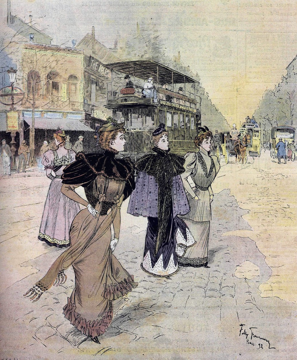 Grands Boulevards w Paryżu w kwietniu. po akwareli Felixa Fournery
