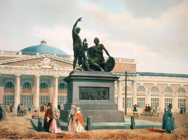 Pomnik Minina i Pożarskiego w Moskwie, lata 40. XIX wieku autorstwa Felix Benoist