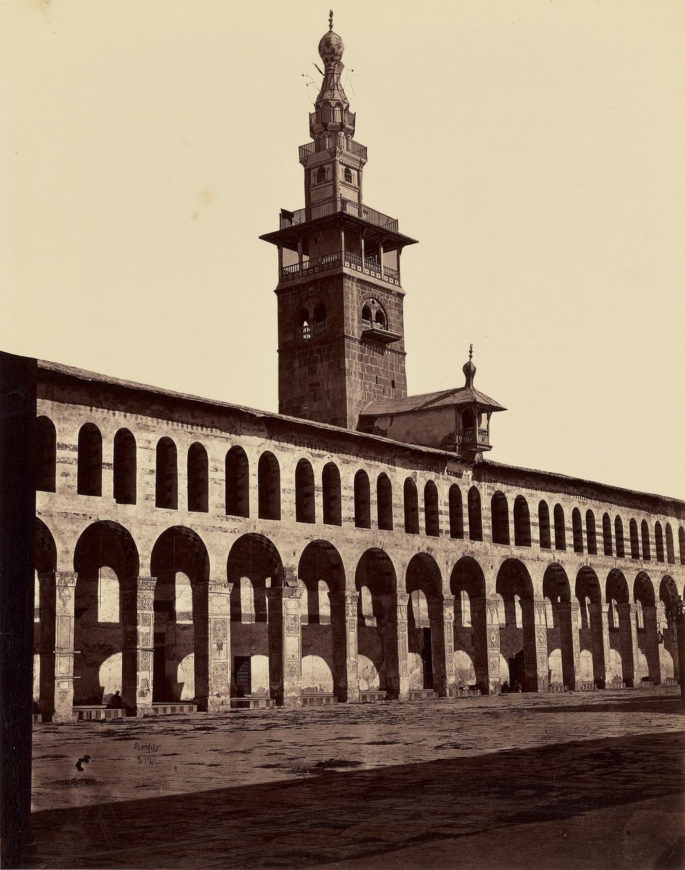 Minaret Narzeczonej - Damaszek autorstwa Félix Bonfils