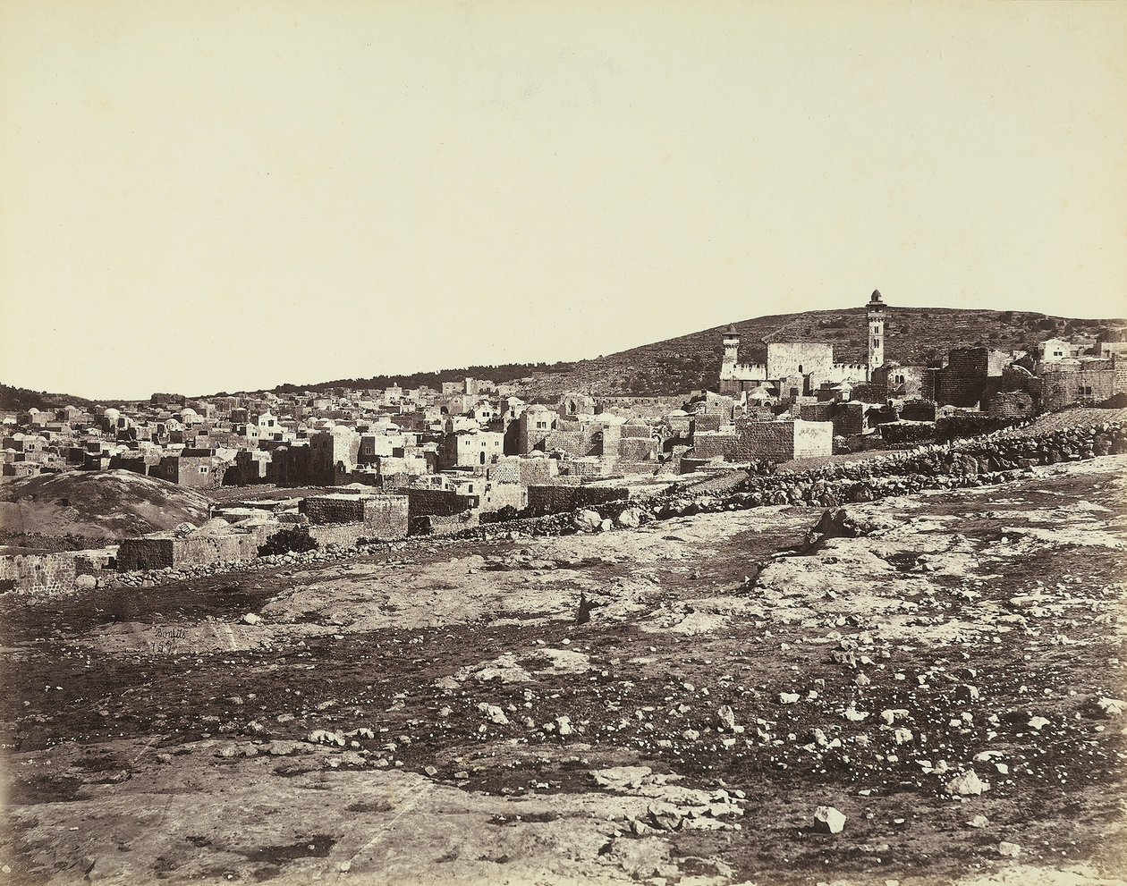 Panoramiczny widok na Hebron autorstwa Félix Bonfils