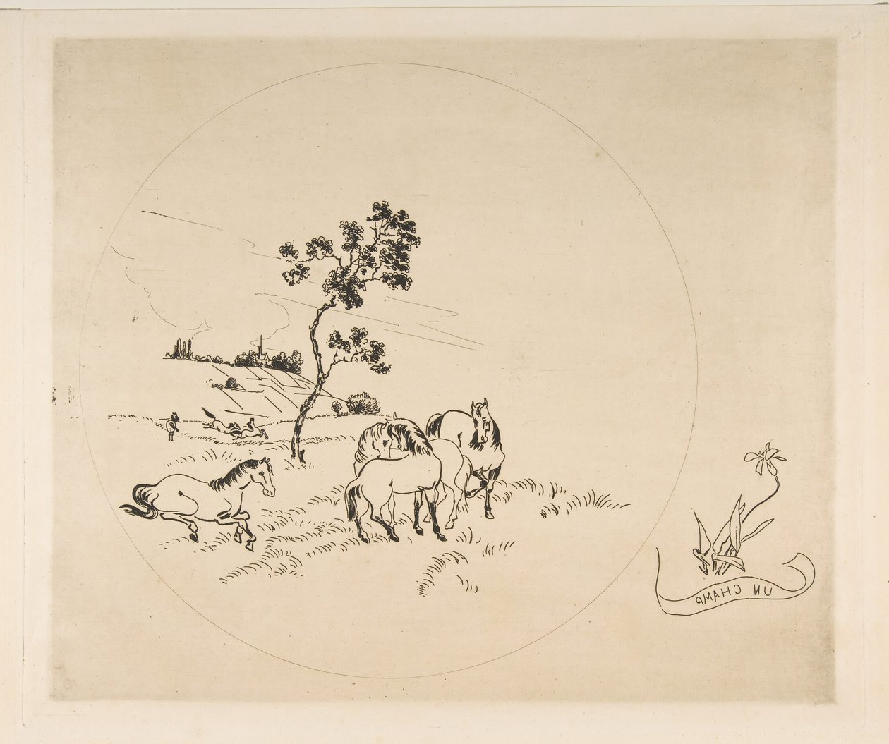 Ozdoba na talerz: Pole, 1870. autorstwa Felix Bracquemond