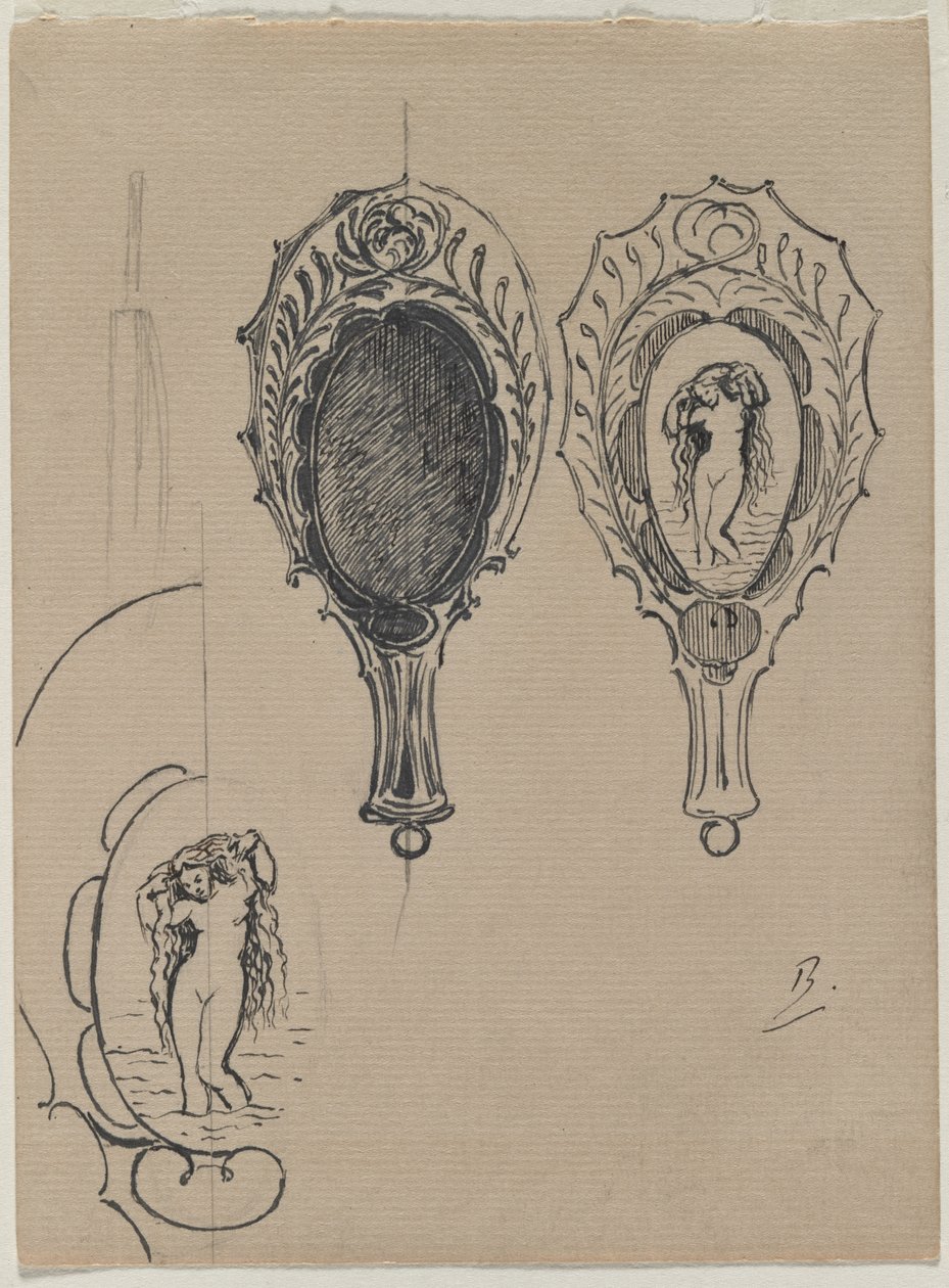 Projekt lusterka ręcznego, c. 1900-1902. autorstwa Felix Bracquemond