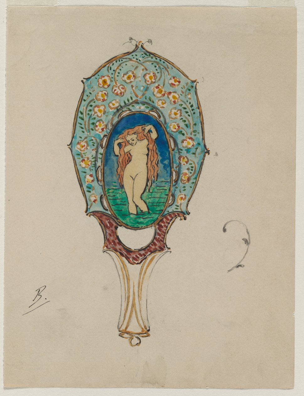 Projekt lusterka ręcznego, c. 1900-1902. autorstwa Felix Bracquemond