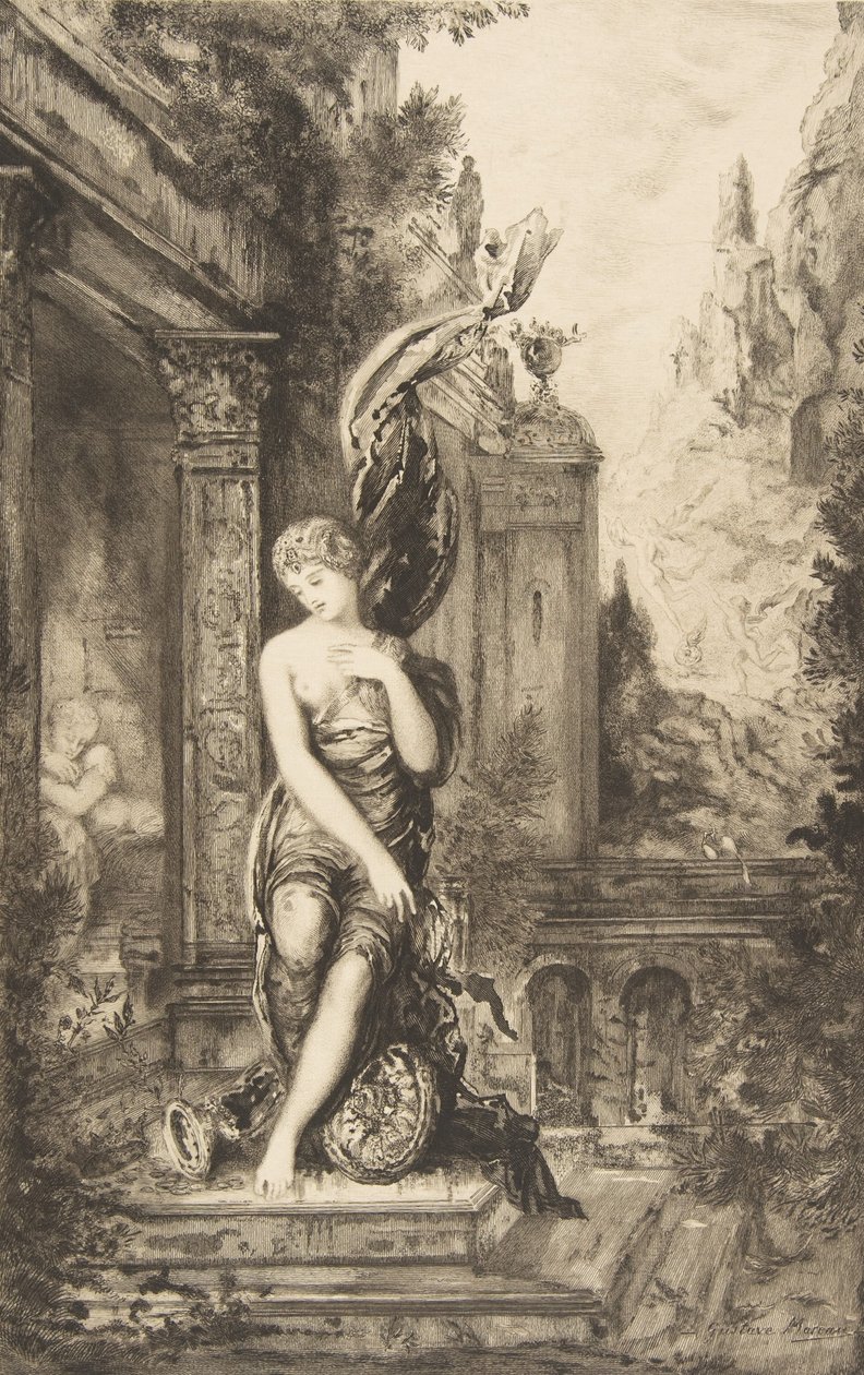 Człowiek, który biegnie za fortuną i ten, który na nią czeka w swoim łóżku, 1886. autorstwa Felix Bracquemond