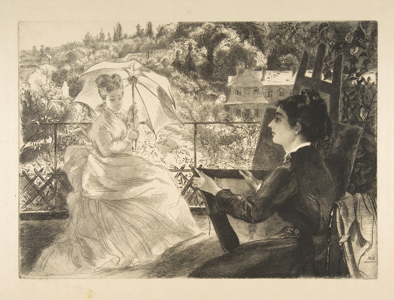 La Terrasse de la Villa Brancas, 1876. autorstwa Felix Bracquemond