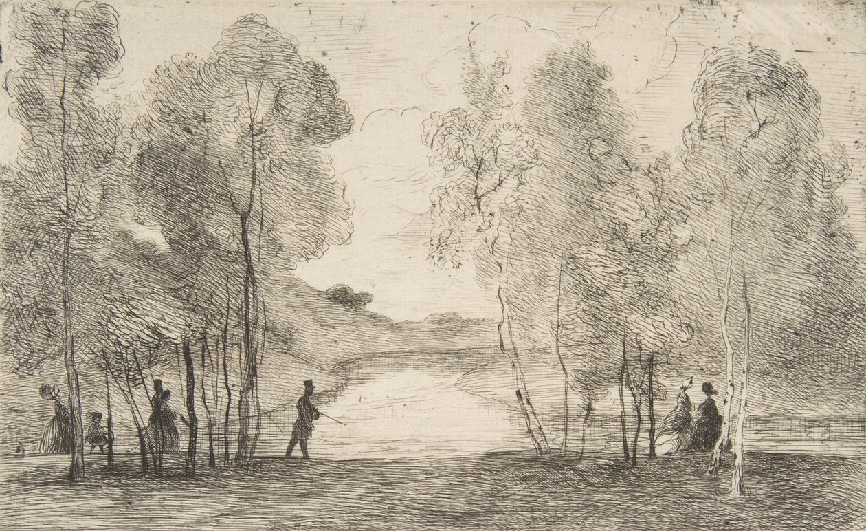 Jezioro Bois de Boulogne, około 1858 r. autorstwa Felix Bracquemond