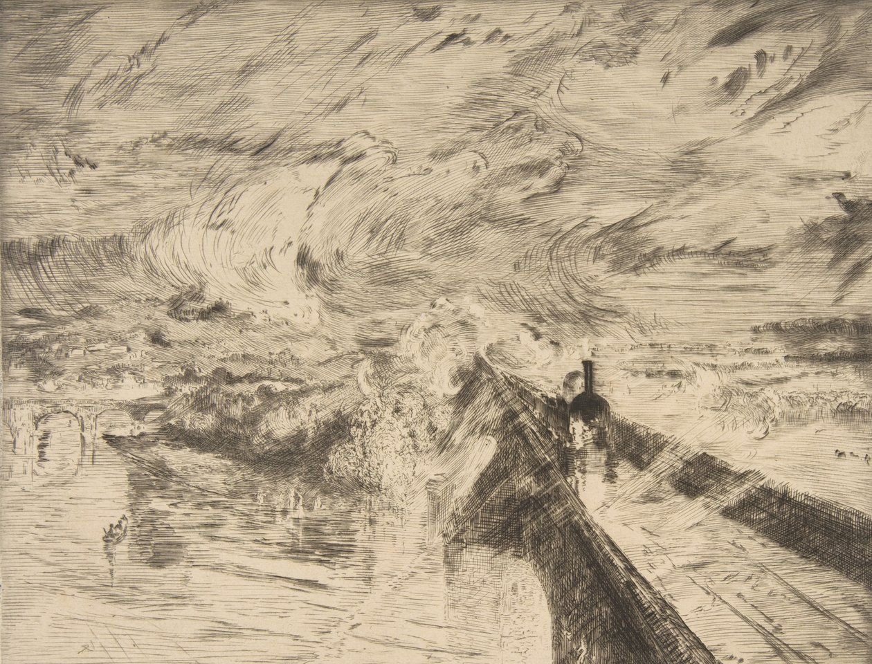 Lokomotywa, 1873. autorstwa Felix Bracquemond