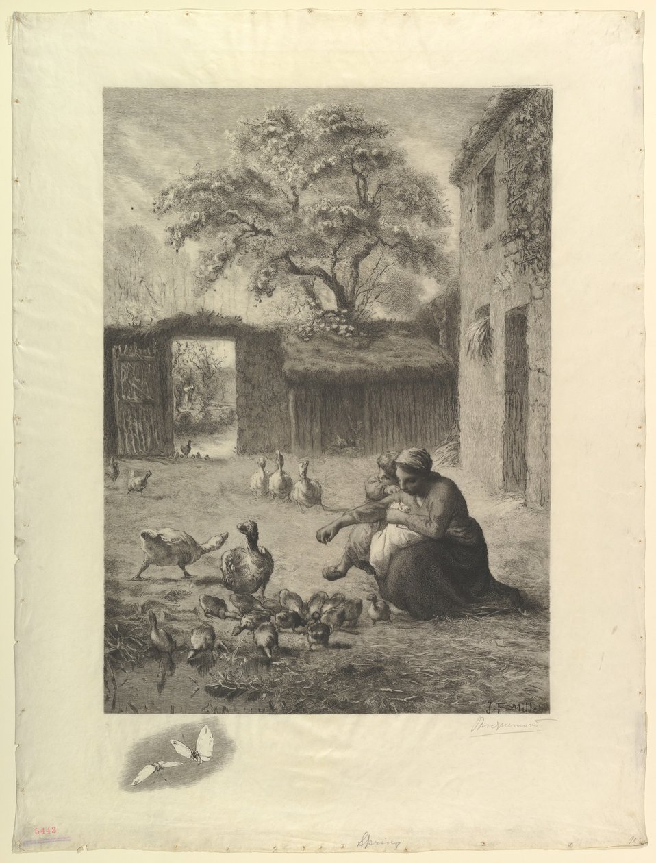 Wiosna według pastelu Milleta, 1888. autorstwa Felix Bracquemond