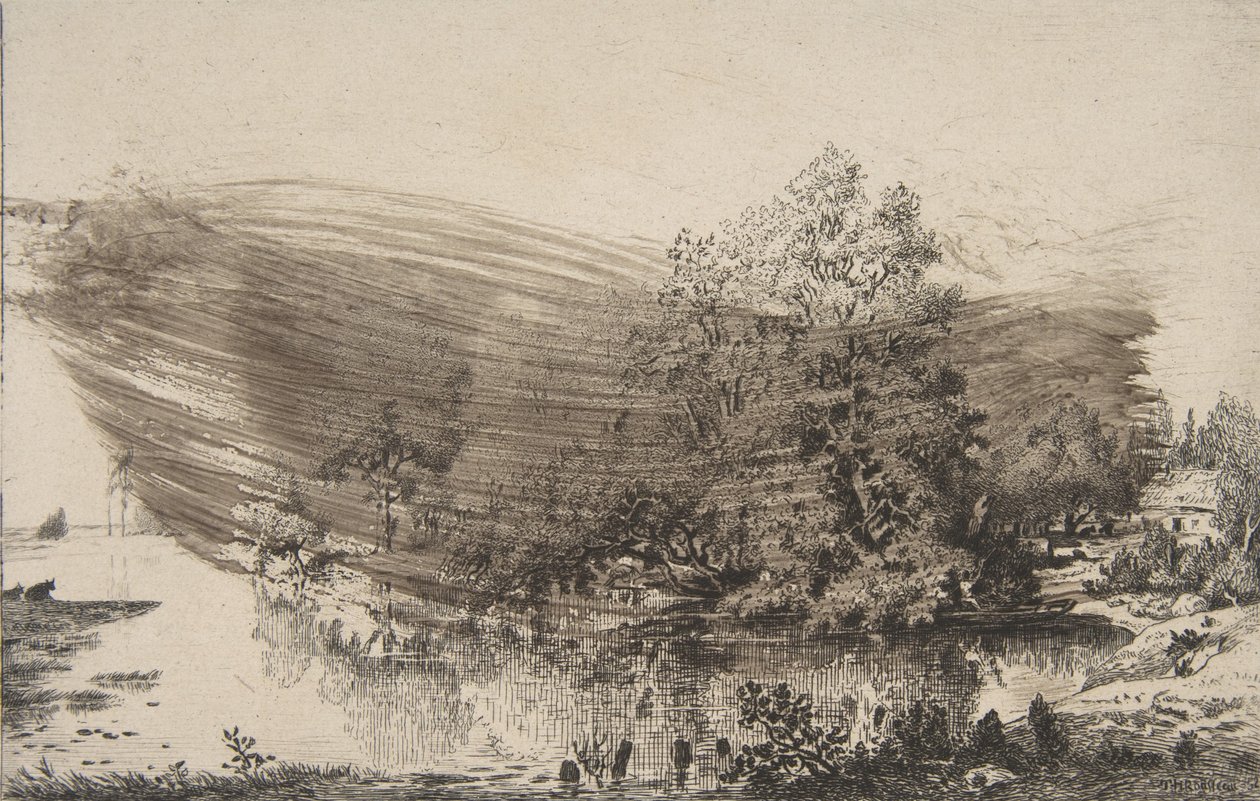 Dom wiejski nad brzegiem Oise, 1868. autorstwa Felix Bracquemond