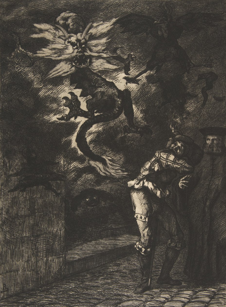 Panurge opuszcza Raminagrobis, 1854-55. autorstwa Felix Bracquemond