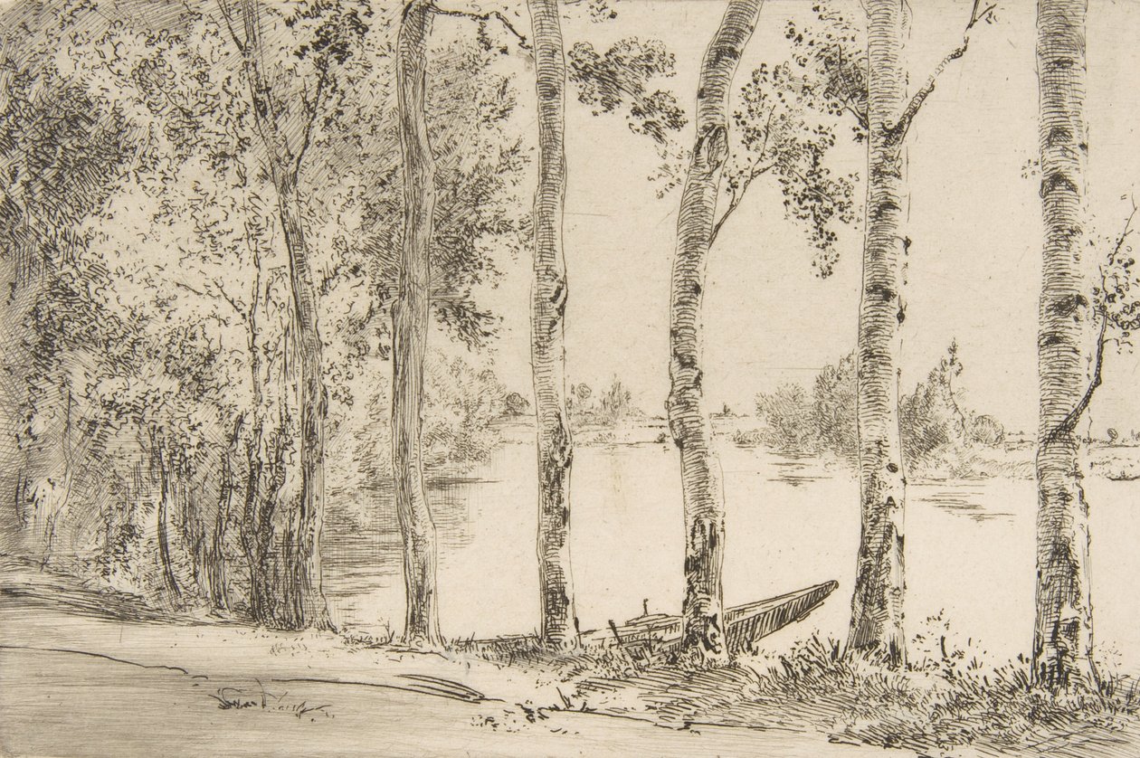 Aspens nad Sekwaną, ca. 1884. autorstwa Felix Bracquemond