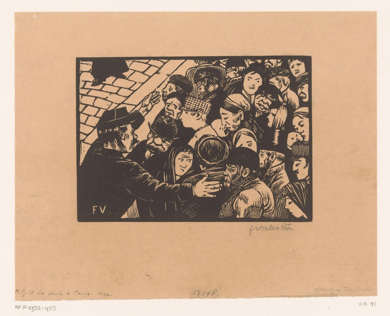 Policjant zatrzymuje tłum La foule w Paryżu? autorstwa Felix Edouard Vallotton