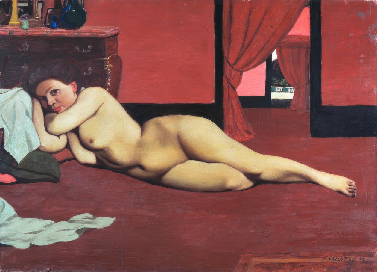 Akt w czerwonym salonie autorstwa Felix Edouard Vallotton