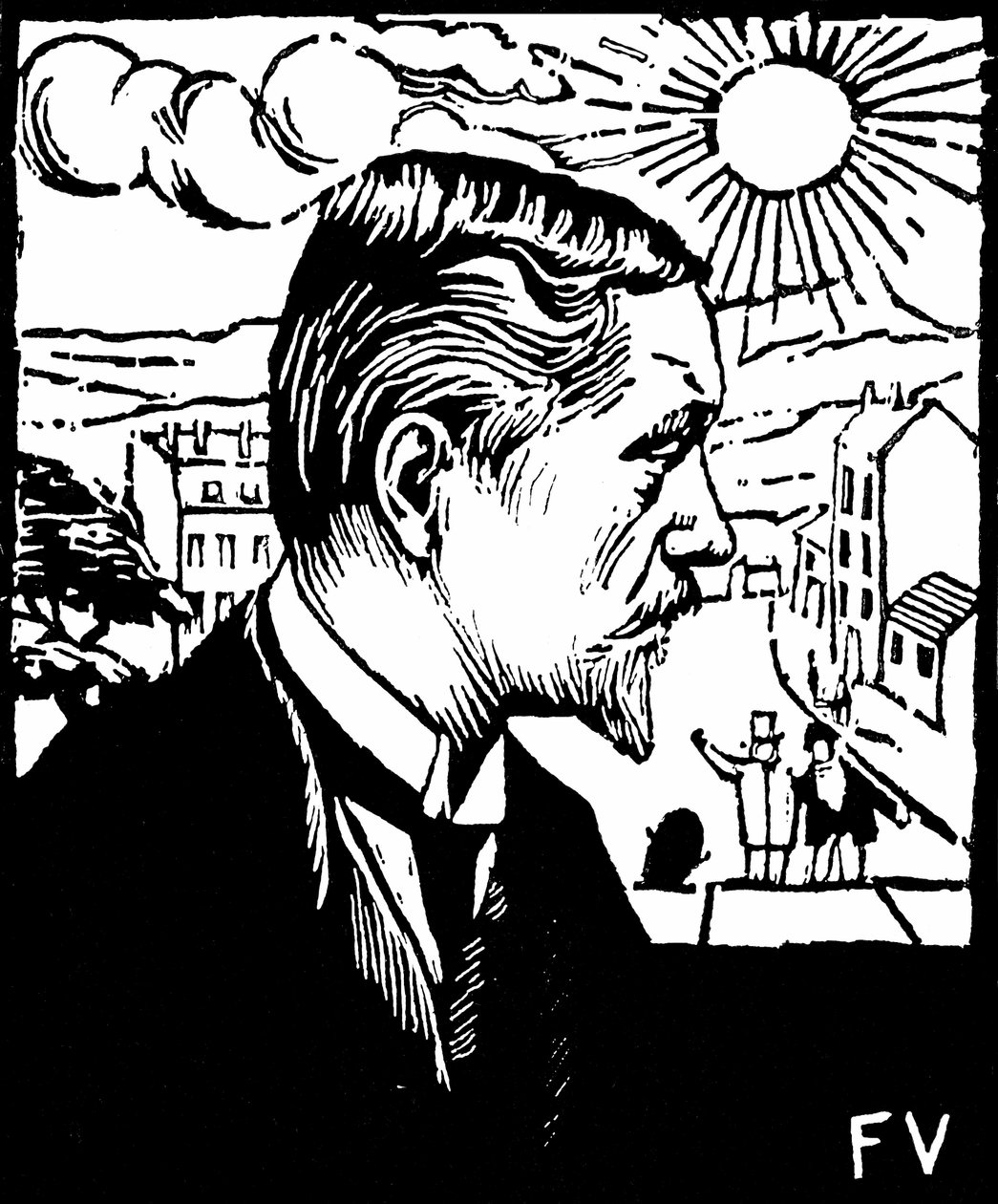Autoportret. Drzeworyt Felixa Edouarda Vallottona (1865-1925), ok. 1890. Zbiory prywatne. autorstwa Felix Edouard Vallotton