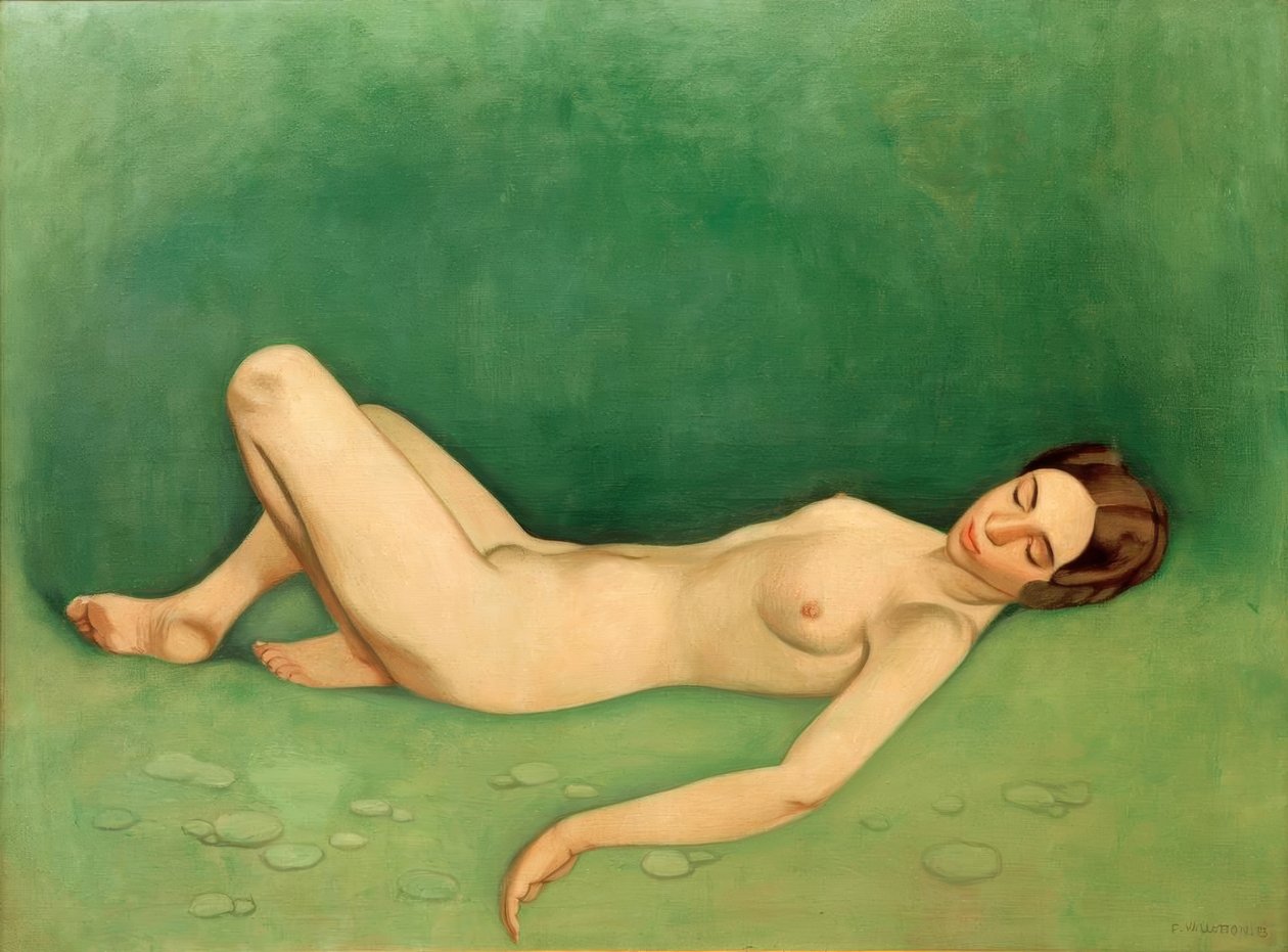 Śpiąca kąpiąca się (naga kobieta leżąca śpiąca) autorstwa Felix Edouard Vallotton