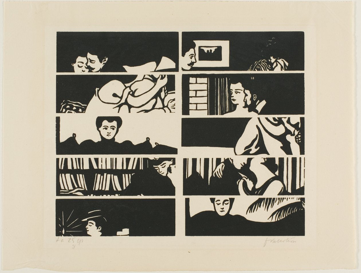 Karta anulowania, fragmenty dziesięciu drewnianych klocków z Intimacy autorstwa Felix Edouard Vallotton