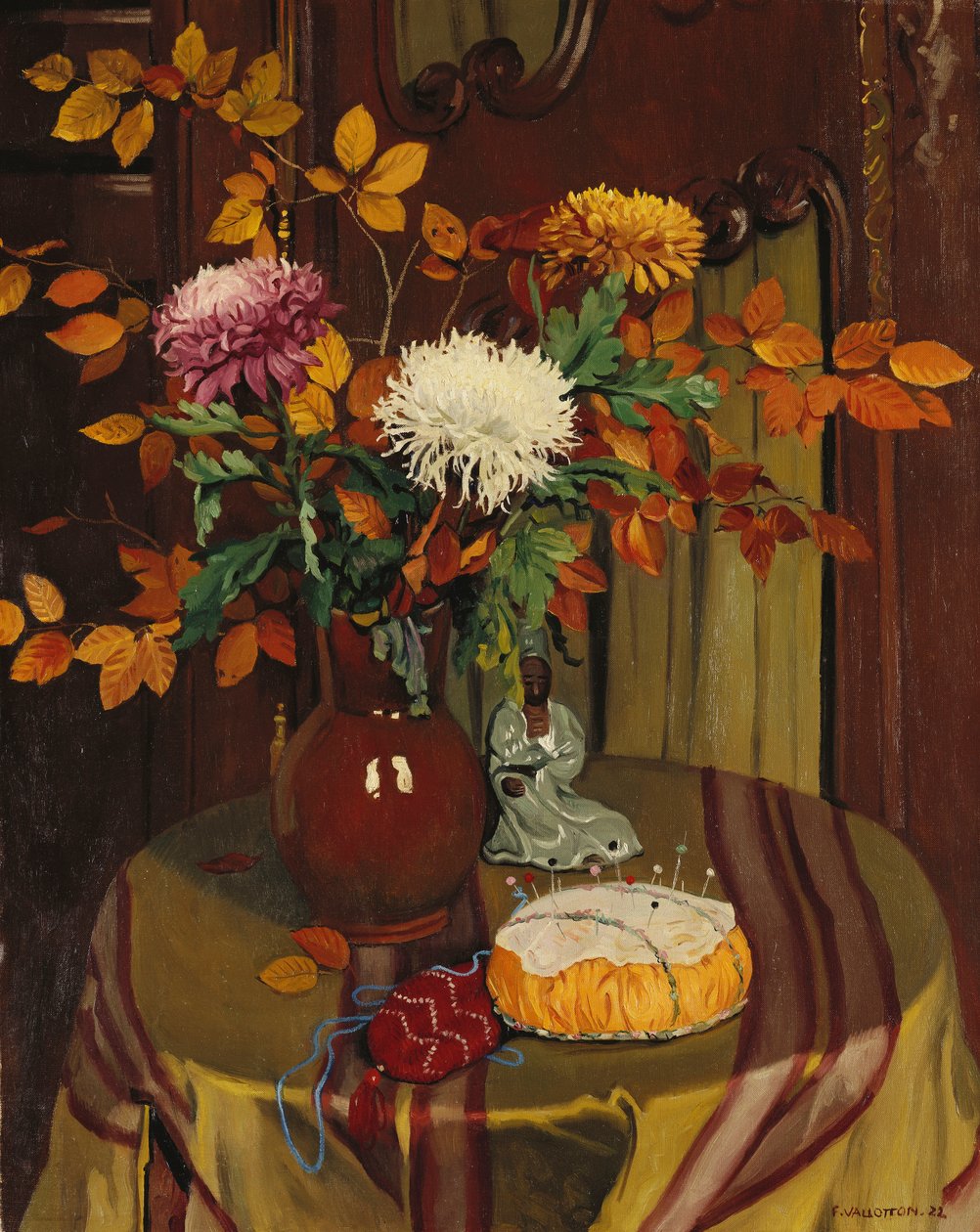Chryzantemy i Jesienne Ulistnienie; Chryzantemy i jesienne liście, 1922 autorstwa Felix Edouard Vallotton