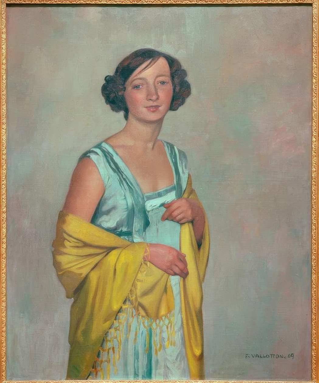 Portret kobiety z żółtym szalikiem autorstwa Felix Edouard Vallotton