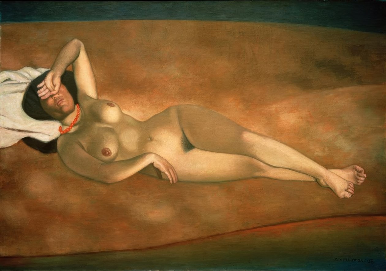 Kobieta leżąca na piasku autorstwa Felix Edouard Vallotton