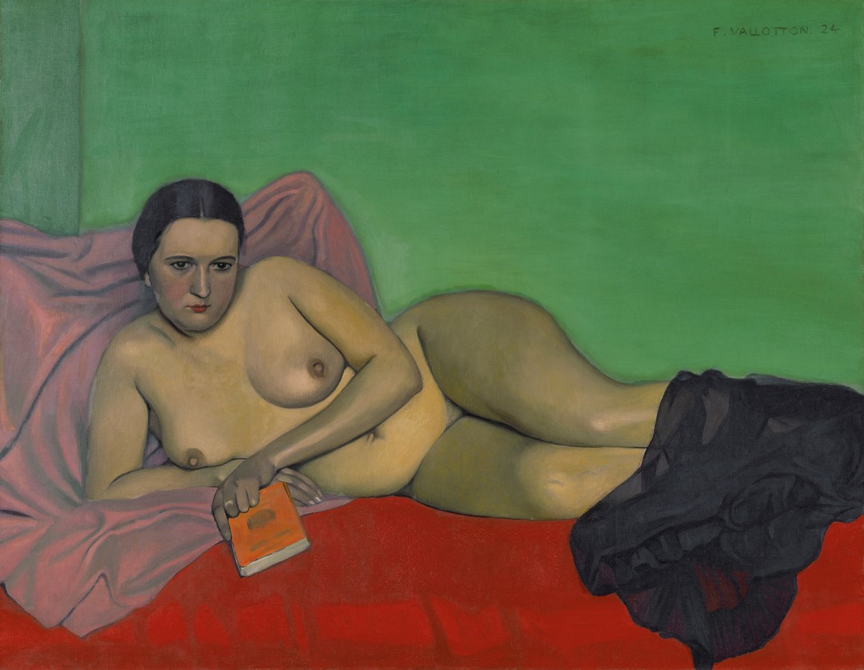 Naga kobieta trzymająca książkę, 1924. autorstwa Felix Edouard Vallotton