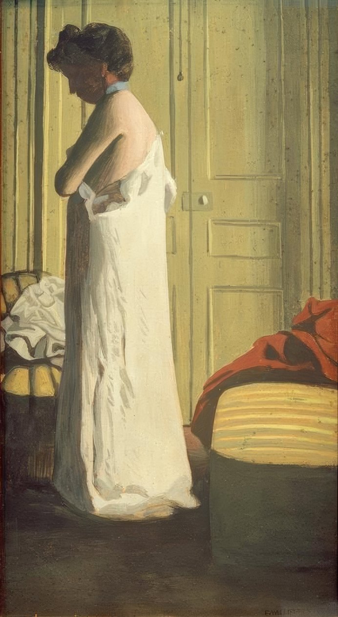 Kobieta zdejmuje koszulę autorstwa Felix Edouard Vallotton